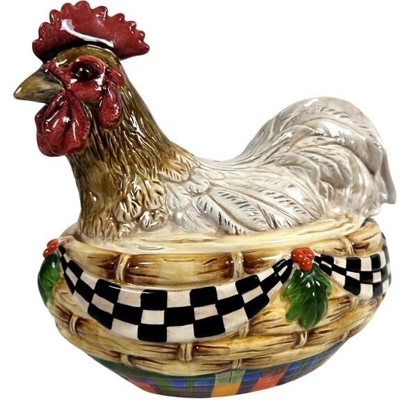 House of Hatten Peggy Fairfax Herrick Chicken on Basket Nest Tureen/Covered Dish - Picture 1 of 7